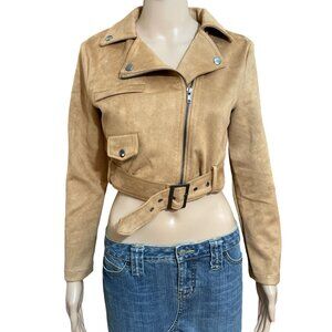 Love Tree Brown Suede Cropped Jacket Size Small